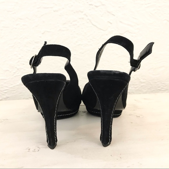 BCBG Paris Platform Heels Black Suede Slingback 8.5 - Picture 6 of 7